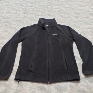 Columbia Fleece Jacket Mens Black Full Zip Mock Neck Outdoors